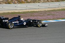 Maldonado durante i test pre-stagionali a Jerez nel febbraio 2011.