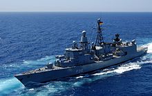 Emden's sponsor ship: the frigate Emden during an exercise in the North Atlantic
