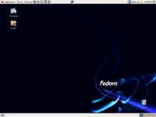 Fedora Core 4 s použitím prostredia GNOME a témy Bluecurve