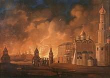 Francúzska invázia do Ruska v roku 1812, Požiar Moskvy, obraz A.F. Smirnova, 1813