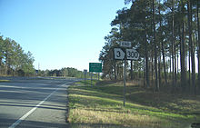 Entrando en el condado de Jefferson por la US 19 desde el condado de Thomas, Georgia  