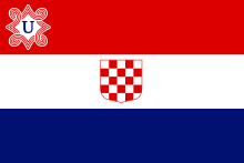 La bandiera degli Ustaše del loro Stato Indipendente di Croazia (1941-1945)