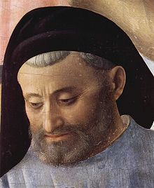 Det här ansiktet i "Kristi nedläggning" tros vara ett självporträtt av Fra Angelico.