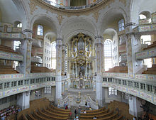 Drezdeno Dievo Motinos bažnyčios (Frauenkirche) vidus.