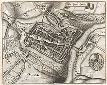 Görlitz around 1650 as copper engraving by Matthäus Merian