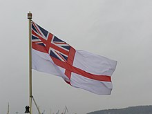 Et flådeflag på et britisk krigsskib.