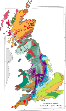 Moderní geologická mapa Británie