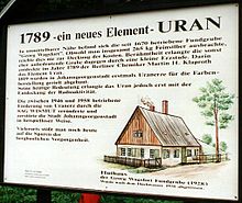 Site of the ore specimen of 1789 from pitchblende near Johanngeorgenstadt