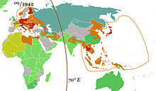 Sphere of influence and domination of the Axis powers in September 1942