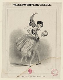 Grisi en Petipa op "Valse favorite de Giselle", een bladmuziekomslag  