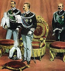 Victor Emmanuel III taking the constitutional oath in Parliament (1900)