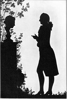 Goethe foran et gravmonument, skåret papir, 1780