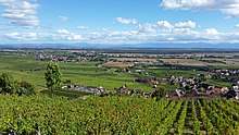 View from Gueberschwihr over the Grand Ried. On the horizon the Black Forest.
