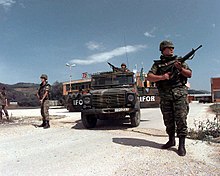 The OSCE supported the IFOR operation in Bosnia and Herzegovina, e.g. through bases, as shown in this picture