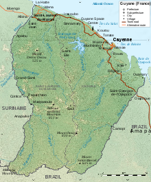 Mappa geografica della Guyana francese