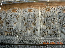 Trimurti representation at the Hoysaleswara temple; Halebid