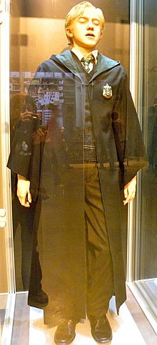 Dummy of Draco Malfoy in Slytherin wizard's robe