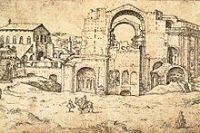 Konstruksi Santo Petrus yang baru di Roma oleh Maerten van Heemskerck (c.1536, Staatliche Museen, Berlin)
