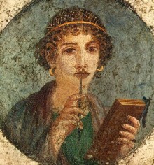 Woman with wax tray (fresco from Pompeii)