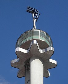 The top of the Hermes Tower at the fairgrounds (location52 .3210879 .802756 )