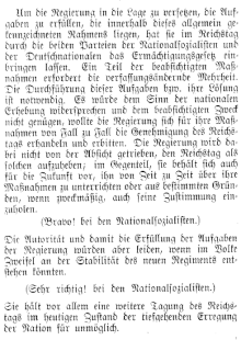 Adolf Hitler piti 23. maaliskuuta 1933 puheen valtuutuslaista. Tämä on puheen keskeisen kohdan alkuperäinen transkriptio. &nbsp;    
