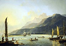 The Resolution and Adventure ships in Tahiti's Matavai Bay, on their second voyage.
