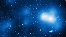 Masívna kopa galaxií s názvom MACS J0717.5+3745, ktorá môže byť podobná Veľkej stene Herkula a Korony Borealis.