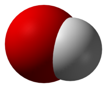 Model hydroxidového iontu vyplňujícího prostor