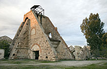 Remains of the scaffolding above the winding shaft "San Vicente" in Linares, Spain