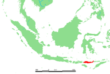 Flores Island i Indonesien, markerad med rött.