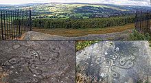 Rock relief (swastika?) at Ilkley, ≈3300 BC.