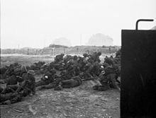 British infantry on the beach section Queen White