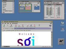 Typical graphical user interface of a Unix-like system, based on the widely used X Window System.