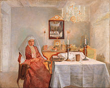 Friday evening, painting by Isidor Kaufmann (1853-1921)