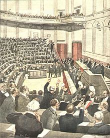 The Italian Chamber of Deputies decides to enter the war (picture from a newspaper, May 20, 1915).