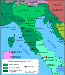 Division of Italy under Napoleonic Hegemony 1812 (French language map)