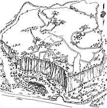 The tunnel system built by Japanese soldiers on Iwojima (drawing by a US soldier)