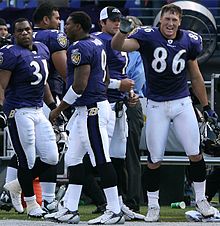 Nekateri igralci Ravensov leta 2006. Od leve proti desni: Jamal Lewis, Haloti Ngata, branilec #92, quarterbacka #9 Steve McNair in #7 Kyle Boller ter tesni končnik Todd Heap. Ravensi so leta 2006 zmagali s 13:3.