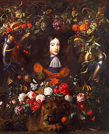 Cornucopias in the claws of eagles. Oil on canvas. By Jan Davidsz. de Heem (The portrait in the middle is probably by Jan Vermeer van Utrecht).