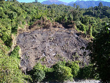 Typical "hole" after slash and burn in the forest to create a field of shifting cultivators (here the Jumma in Northeast India)