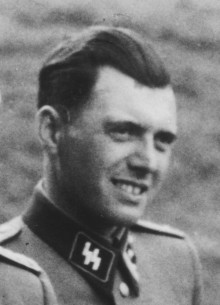 SS camp doctor Josef Mengele (detail), taken at the Solahütte near Auschwitz, 1944