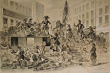 Barricades built by the revolutionaries in Vienna, May 1848
