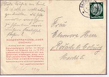 Concentration camp prisoner postcard from August 1933