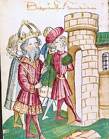 Pandulf al IV-lea fiind întemnițat de împăratul Henric al II-lea.  