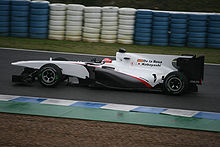 Kamui Kobajaši při jízdě za Sauber v Jerezu v únoru 2010.