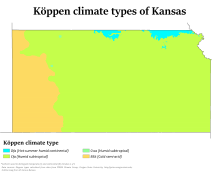 Tipos de clima de Köppen no Kansas