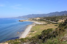Coastal landscape and Pentadaktylos Mountains on the Karpas Peninsula