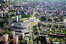 Bird's eye view of the area around the city centre