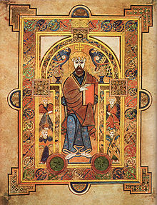 Folio 32v viser Kristus tronende.