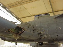 Šis A-10 Irako karo metu buvo smarkiai apšaudomas iš priešlėktuvinės ugnies, tačiau pilotas vis tiek sugebėjo grįžti į bazę.